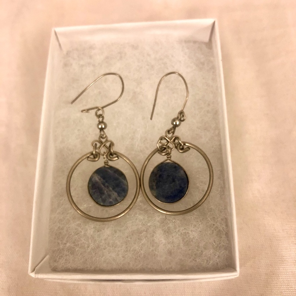 Blue Stone Silver Earrings